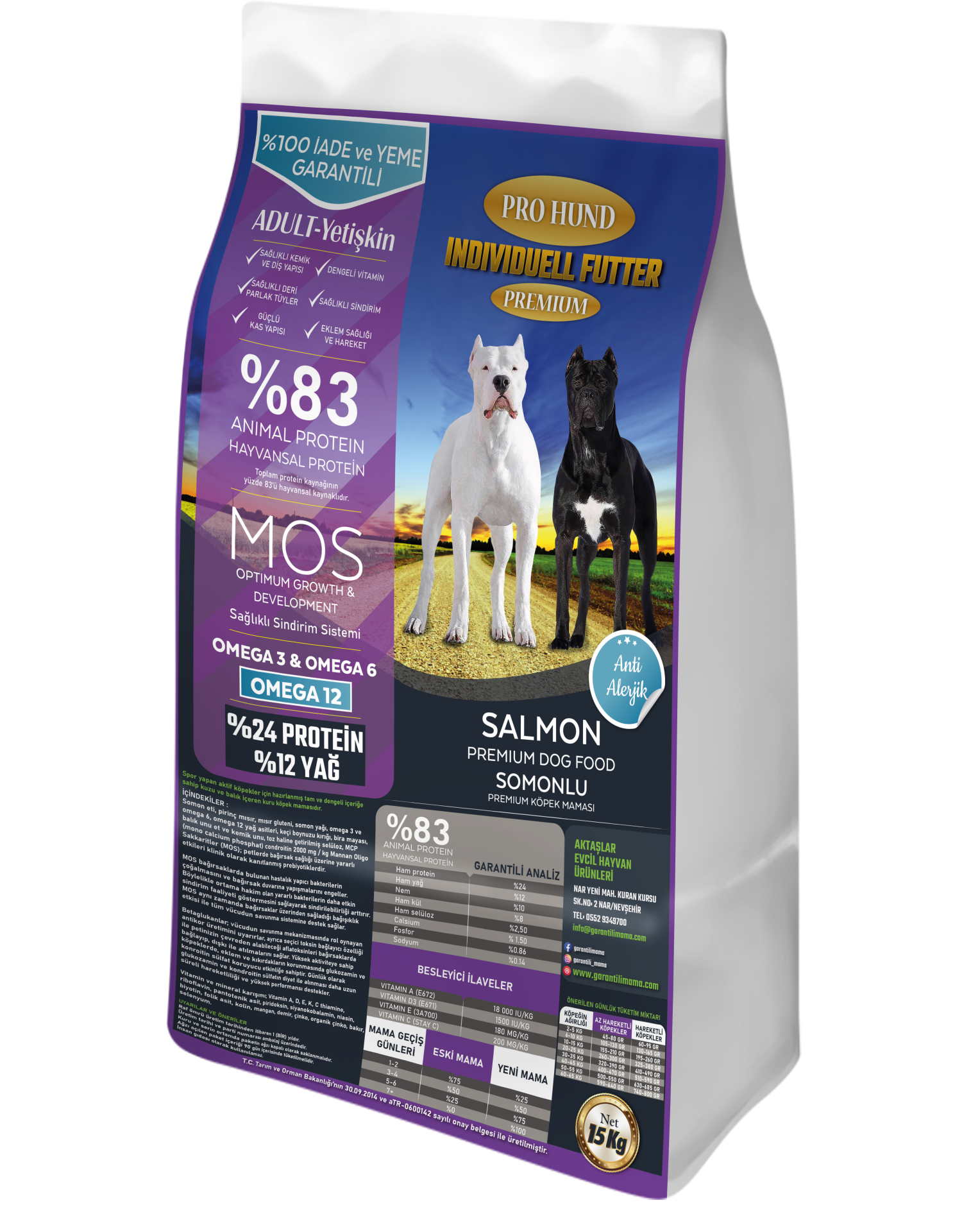 PRO HUND INDIVIDUELL SOMONLU PREMIUM YETİŞKİN KÖPEK MAMASI (15KG)