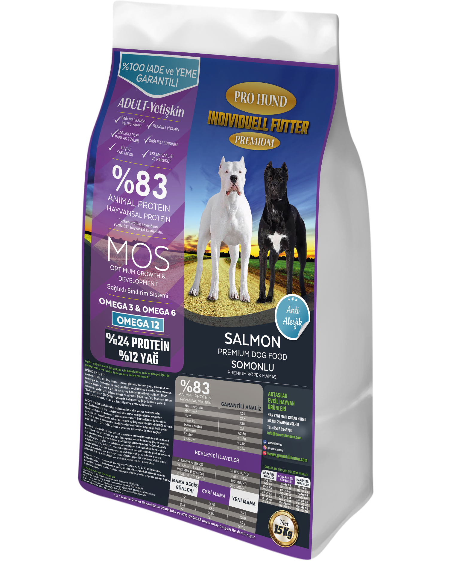 PRO HUND INDIVIDUELL SOMONLU PREMIUM YETİŞKİN KÖPEK MAMASI (15KG)