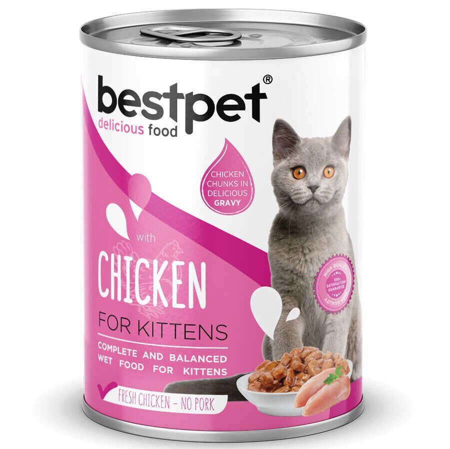 Bestpet Gravy Kitten Parça Tavuk Etli Yavru Kedi Konservesi 400 Gr - 24 Adet